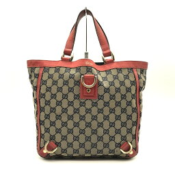 GUCCI グッチ ハンドバッグ トートバッグ アビーライン ベージュ レッド 赤 ゴールド金具 GGキャンバス レザー 130739 レディース USED 【中古】