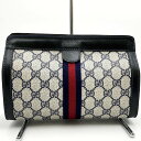 GUCCI グッチ GG柄 オールドグッチ クラッチバッグ セカンドバッグ ポーチ グレー ネイビー PVC レディース ファッション ヴィンテージ USED 【中古】