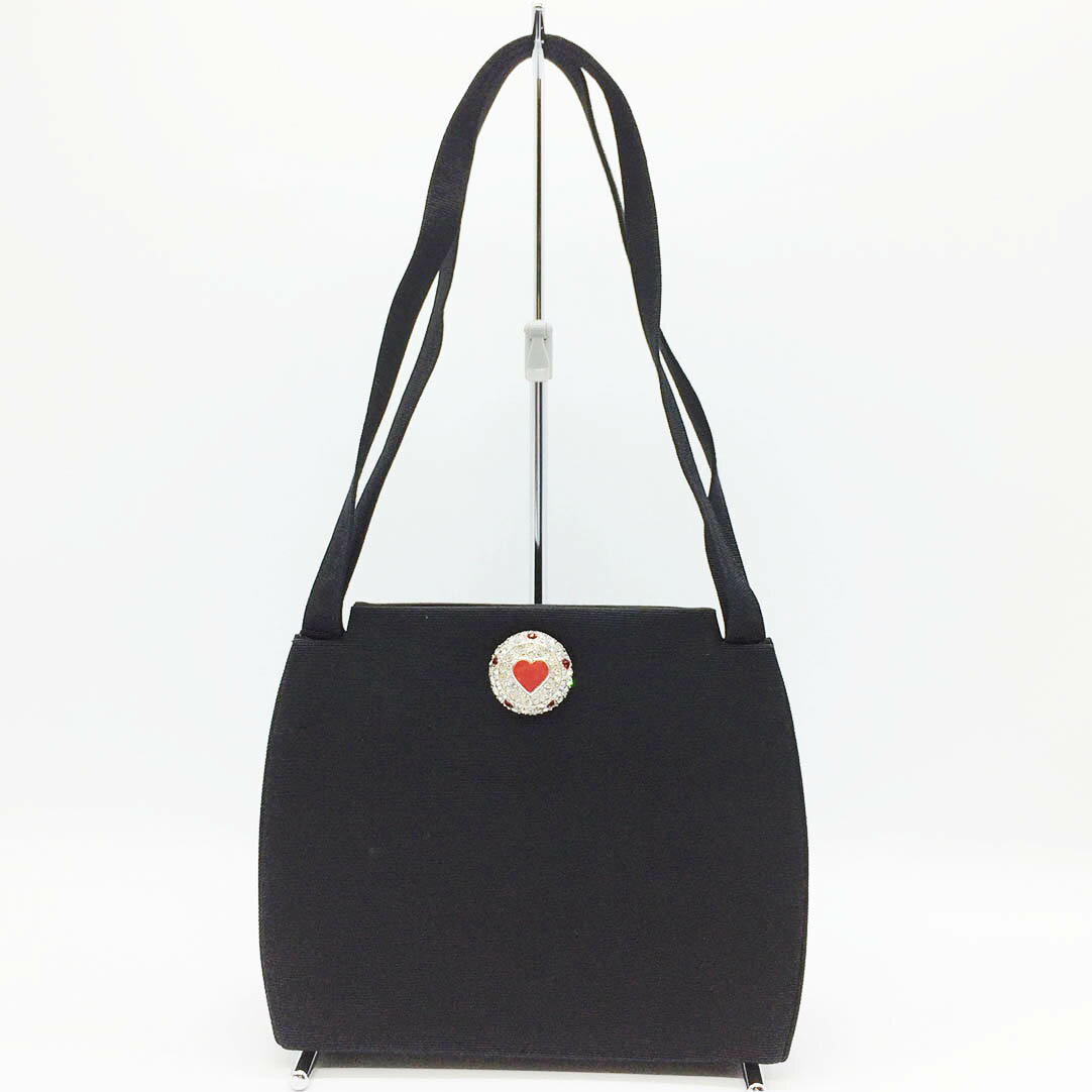 Christian Dior クリスチャンディオール ショルダーバッグ 肩掛け バッグ ラインストーン ハート ブラック 黒 レディース ファッション USED 【中古】のサムネイル
