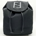 FENDI 【フェンディ】 リュックサック ミニ 巾着 ズッカロゴ ナイロン ヴィンテージ 黒 ブラック レディース USED 【中古】