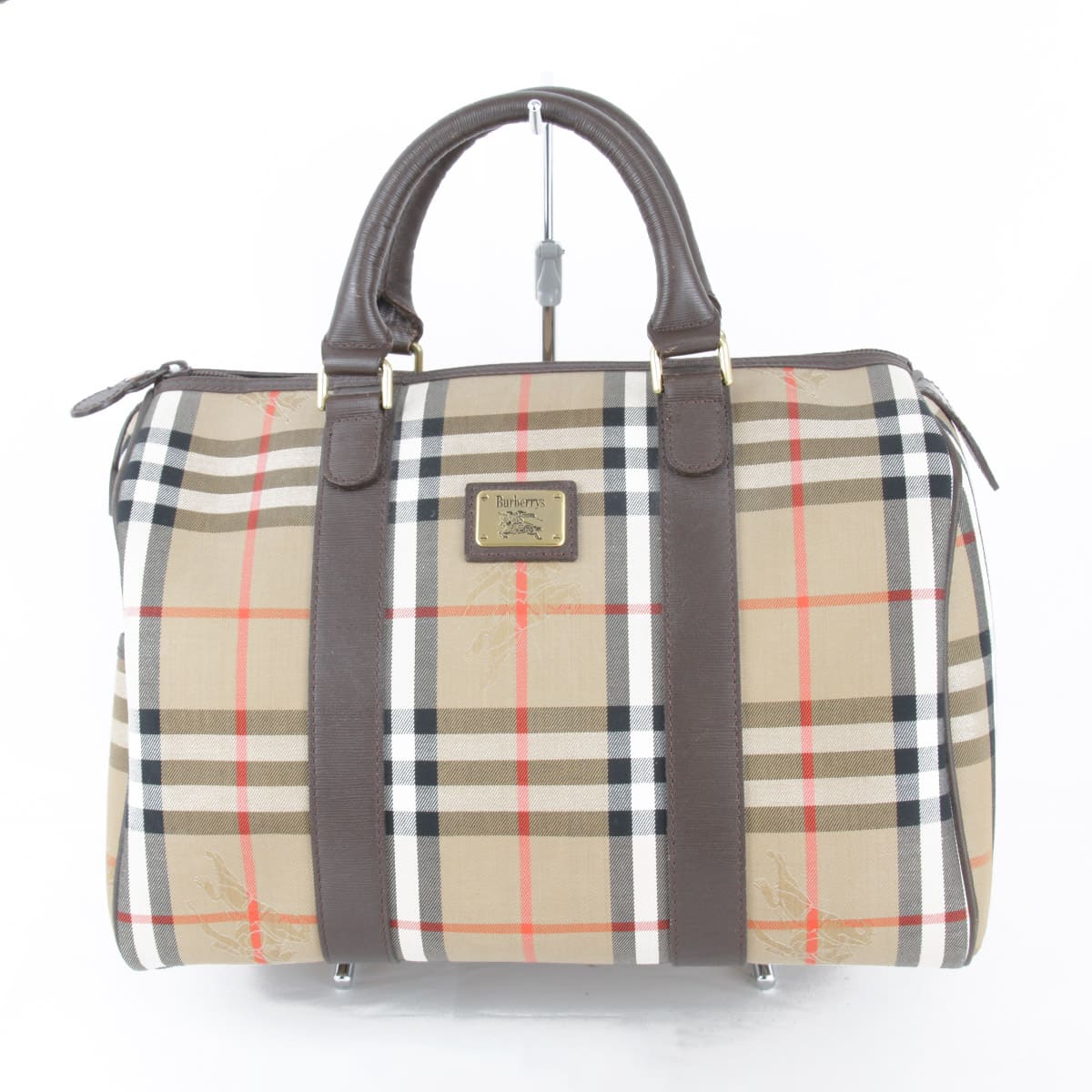 『USED』 BURBERRY バーバリー ミニボストンバッグ キャンバス ブラウン レディース【中古】