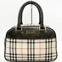 BURBERRY バーバリー ハンドバッグ ミニバッグ ノバチェック ブラウン ベージュ キャンバス レザー レディース ウィメンズ【中古】