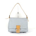 『USED』 FENDI フェンディ ズッカ ショルダーバッグ キャンバス/レザー ライトブルー レディース【中古】