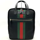 美品 グッチ リュックサック デイパック シェリーライン ブラック ナイロン レディース 495558 GUCCI【中古】