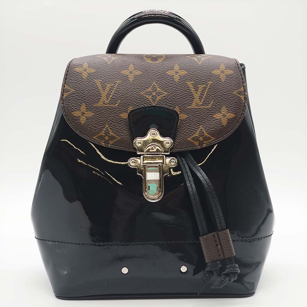 【ベタ無し】ルイ・ヴィトン M55769 ホットスプリングス リュック ハンドバッグ 2way ブラウン ヴェルニ×モノグラム LOUIS VUITTON USED【中古】