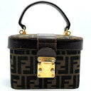 FENDI フェンディ バニティバッグ 化粧ポーチ コスメ入れ メイクポーチ ズッカ柄 キャンバス レザー ブラウン 茶 レディース ファッション【中古】