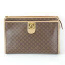 『USED』 CELINE セリーヌ クラッチバッグ PVCコーティングキャンバス ブラウン レディース【中古】