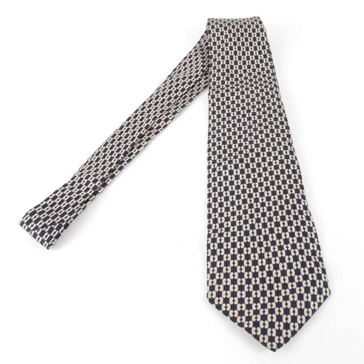 『USED』 GUCCI グッチ ネクタイ シルク ネイビー メンズ【中古】