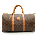 CELINE セリーヌ マカダム ボストンバッグ 旅行鞄 PVC/レザー ブラウン 茶 メンズ レディースファッション【中古】