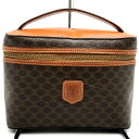CELINE セリーヌ M95 マカダム柄 バニティバッグ ハンドバッグ ポーチ ブラウン 茶 PVC レディース 【中古】