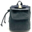 Salvatore Ferragamo フェラガモ ヴァラリボン リュックサック バックパック スウェード レザー ブラック レディース メンズ 【中古】