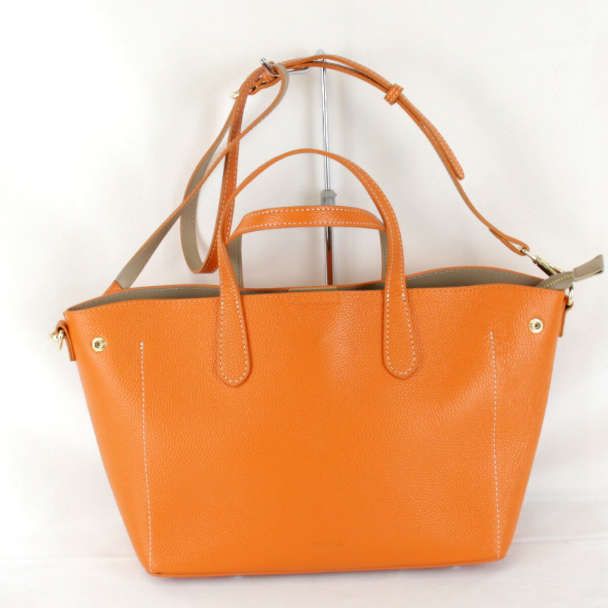 美品『USED』 BARUCOS 2way トートバッグ レザー オレンジ レディース【中古】