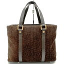 CELINE セリーヌ Cマカダム 小さめハンドバッグ スウェード/レザー ブラウン 茶 レディースファッション【中古】
