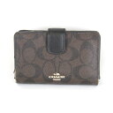 『USED』 COACH コーチ 二つ折り財布 レザー/PVC ブラウン レディース【中古】