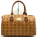 MCM エムシーエム ヴィセトス柄 ハンドバッグ ミニボストンバッグ 茶 ブラウン オレンジ レディース メンズ 【中古】