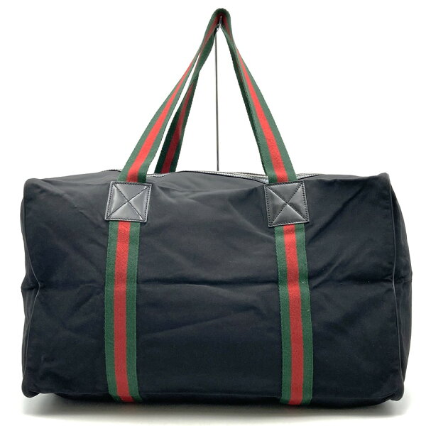 Brand Shop Ringの\レア/GUCCI グッチ 012 8657 ボストンバッグ ブラック 黒 ナイロン シェリーライン ポーチ付き USED 【中古】|詳細画像