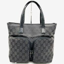 GUCCI グッチ 002・1080 ハンドバッグ GGキャンバス 2ポケット レザー ブラック レディース メンズ 【中古】