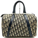 Dior クリスチャンディオール トロッター ミニボストンバッグ ハンドバッグ ネイビー 紺 キャンバス×レザー ヴィンテージ レディース メンズ ユニセックス...