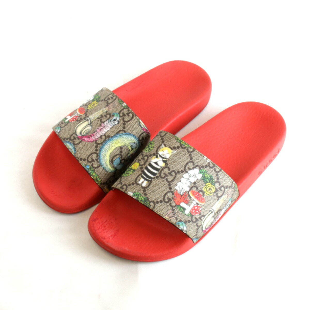 『USED』 GUCCI グッチ ヒグチユウココラボ (21.5cm相当) ビーチサンダル レッド  ...