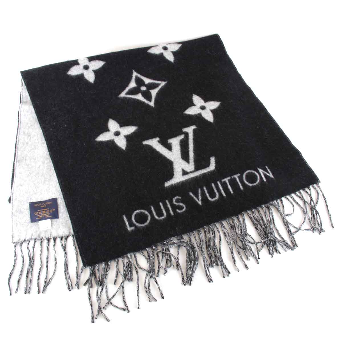 良品『USED』 LOUIS VUITTON ルイ・ヴィトン エシャルプ レイキャビック マフラー カシミヤ ブラック レディース【中古】