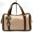 GUCCI グッチ 181487 リボン クレストチャーム ミニボストンバッグ かわいい ハンドバッグ GGクリスタル ピンク レディースファッション【中古】