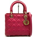 Dior ディオール レディディオール ミディアム 2way ショルダーバッグ ハンドバッグ レザー ピンク レディースファッション【中古】