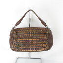 『USED』 IBIZA イビサ 編み込み ハンドバッグ レザー ブラウン レディース【中古】