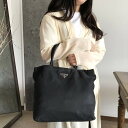 PRADA プラダ トートバッグ ハンドバッグ ブラック 黒 ナイロン 三角ロゴ トライアングルロゴ レディース ファッション ブランド品 USED【中古】
