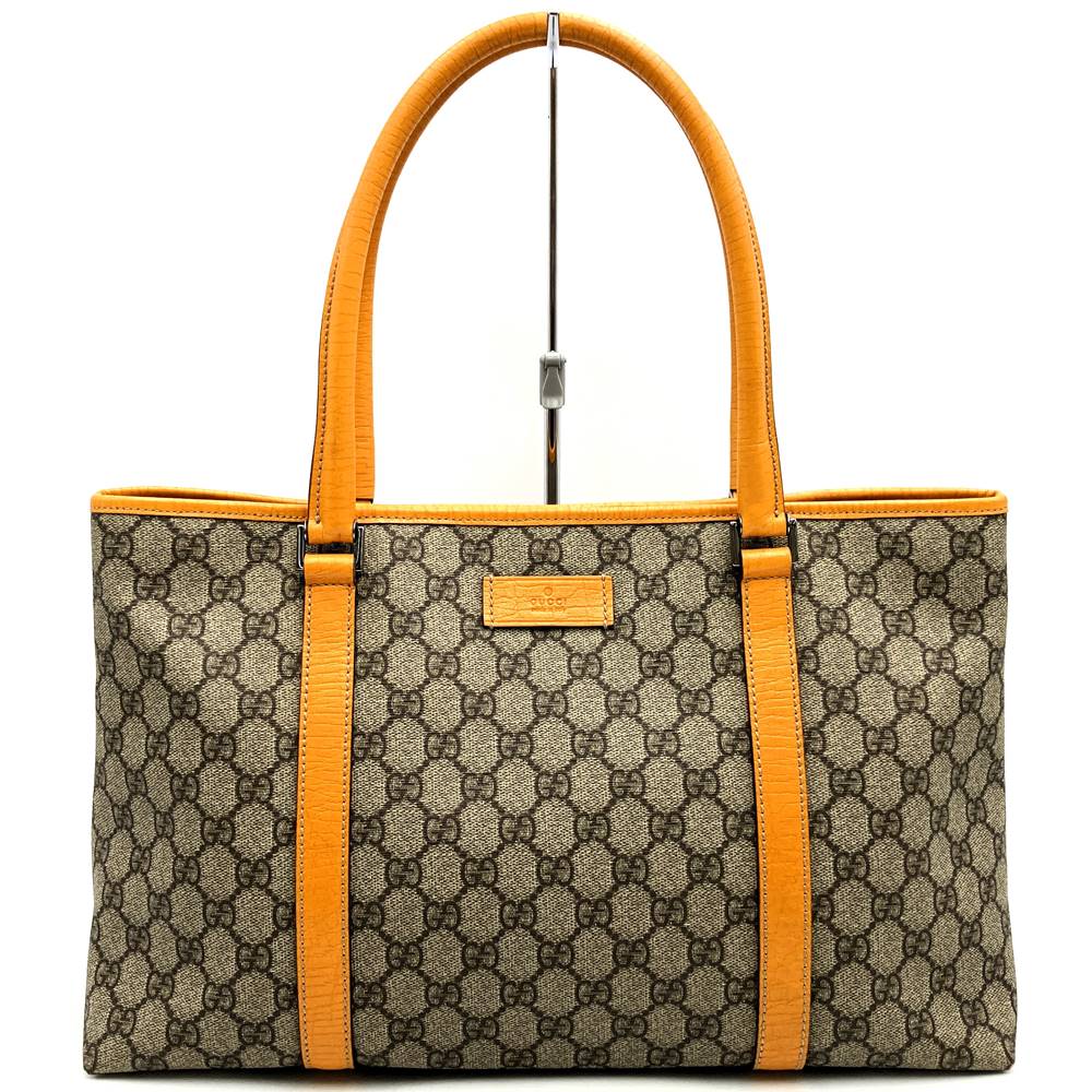 GUCCI グッチ 114595 トートバッグ ベージュ×オレンジ GGスプリーム レザー トートバッグ レディース メンズ ファッション USED プレゼント 【中古】