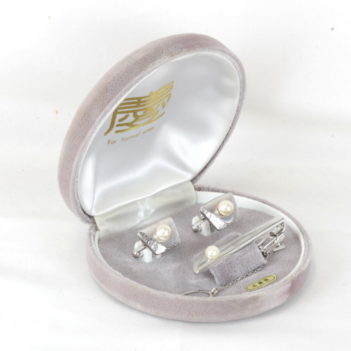 美品『USED』 本真珠 タイピン/カフス セット カフス パール シルバー レディース【中古】