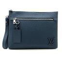 LOUIS VUITTON ルイ・ヴィトン テイクオフポーチ M82813 ポーチ クラッチバッグ レザー ブルー メンズ レディース【中古】(4)