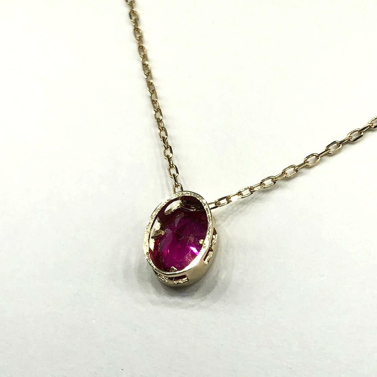 樂天商城 - 美品 ネックレス K14YG 総1.6g ゴールド レッド 石付き レディース メンズ ファッション ヴィンテージ プレゼント USED ジュエリー jewelry【中古】