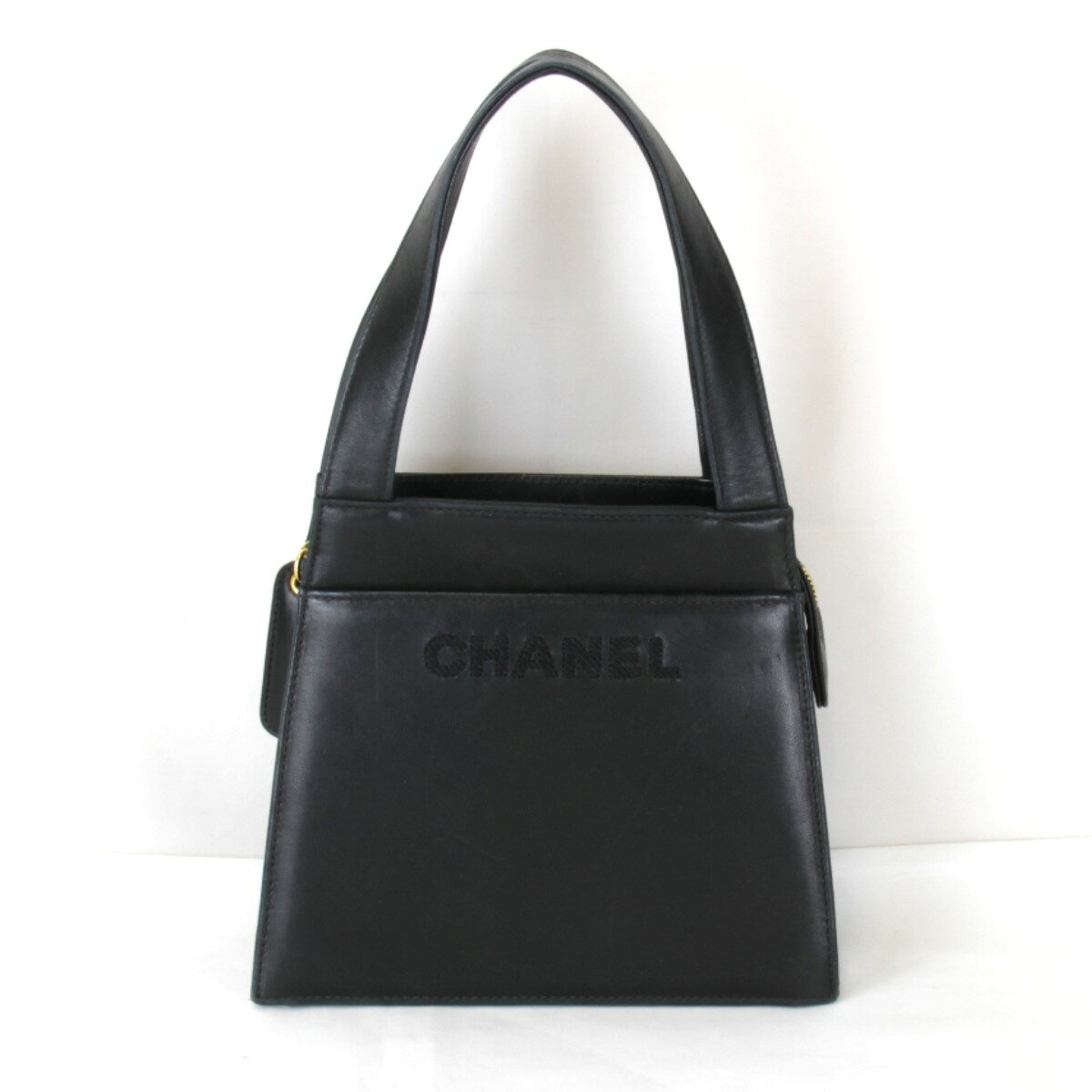 乐天商城 - 【価格改定】『USED』 CHANEL シャネル ロゴ ラムスキン ゴールド金具 ハンドバッグ レザー ブラック レディース【中古】