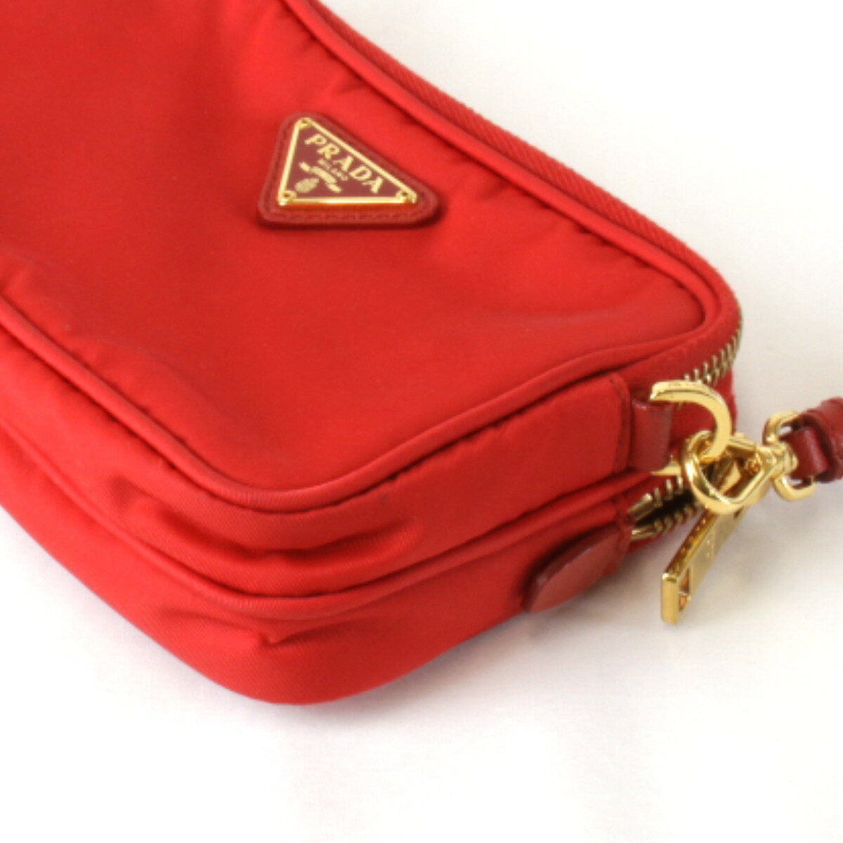 良品『USED』 PRADA プラダ ミニ 1NF861 ショルダーバッグ ナイロン レッド レディース【中古】