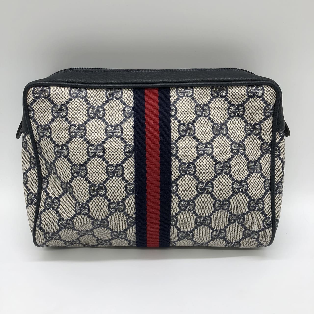 GUCCI グッチ クラッチバッグ セカンドバッグ ポーチ GGスプリーム ヴィンテージ オールドグッチ ネイビー レディース メンズ USED【中古】