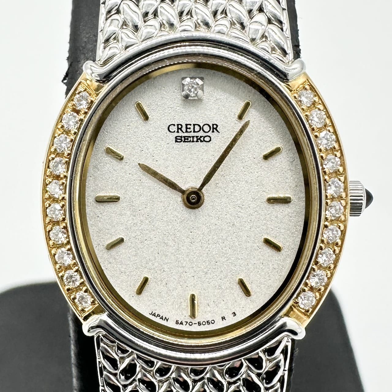 SEIKO セイコー クレドール 5A70-3000 K18 YG ダイヤ 腕時計 クォーツ SS シルバー ゴールド メンズ レディース ブランド USED【中古】