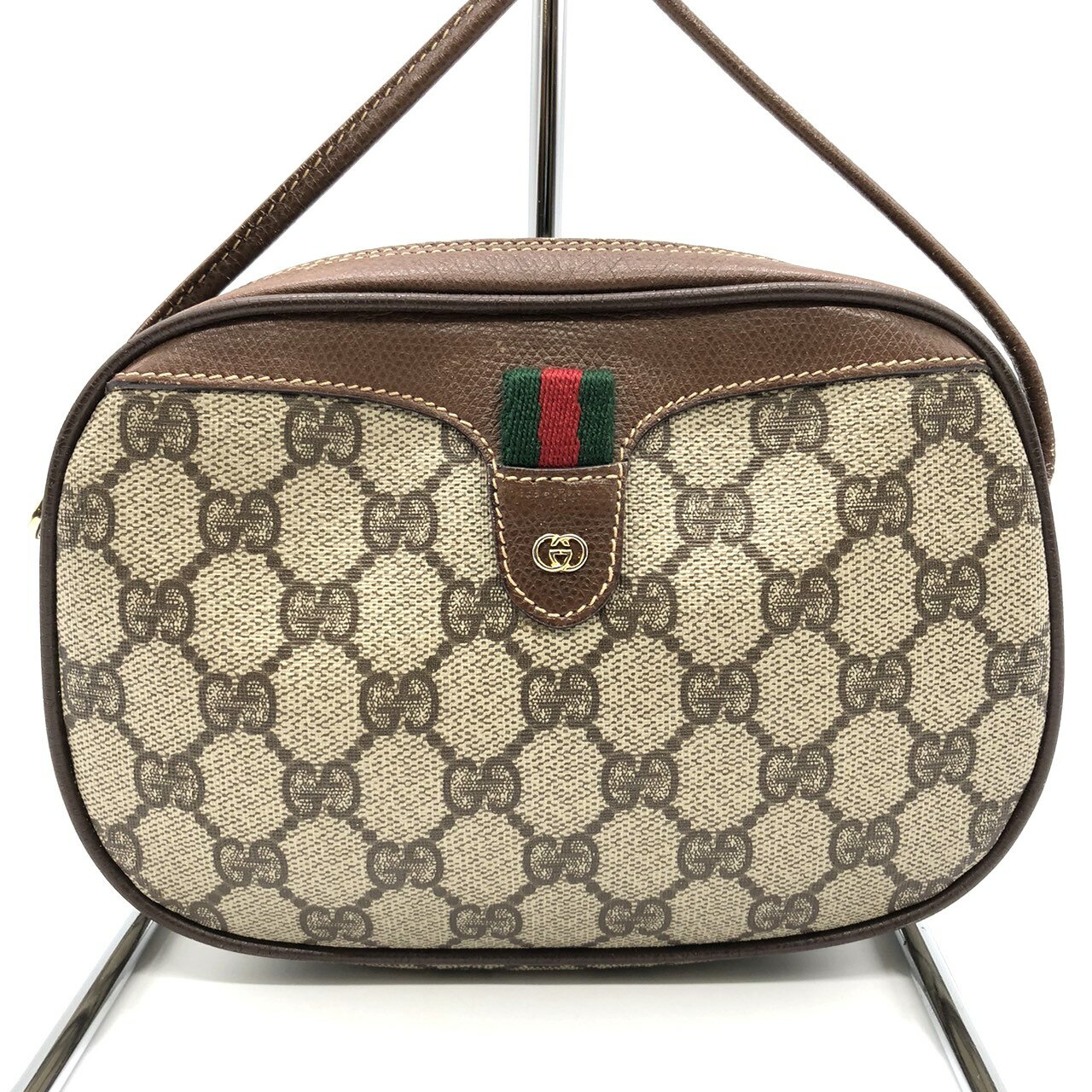 GUCCI オールドグッチ 007 754 6112 ショルダーバッグ シェリーライン GGスプリームキャンバス レザー レディース【中古】