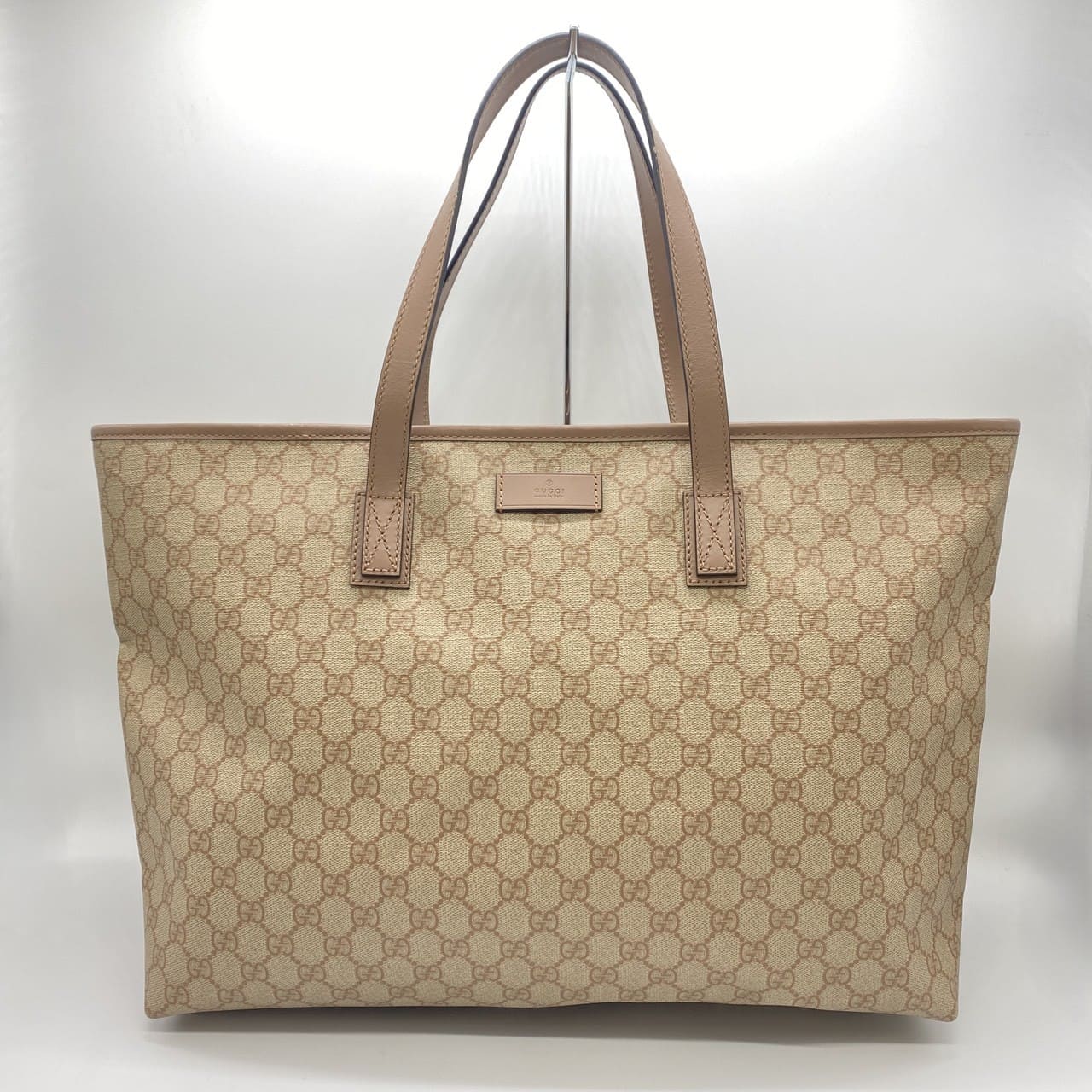 GUCCI グッチ 211120 GGスプリーム トートバッグ PVC ピンクベージュ レディース メンズ ファッション ヴィンテージ プレゼント USED【中古】