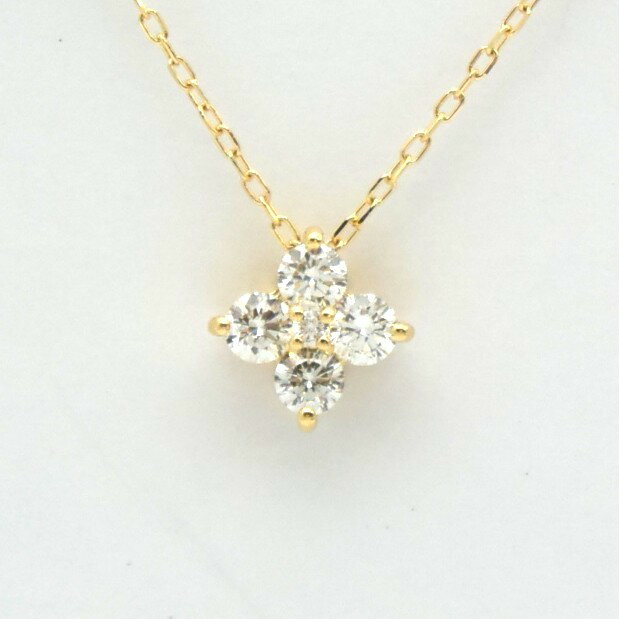 樂天商城 - K18YG/ダイヤモンド ネックレス フラワー クローバー 0.38ct 1.79g ジュエリー シンプル アクセサリー レディース【中古】【中古】