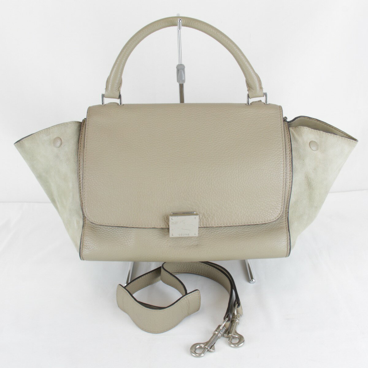 『USED』CELINE【セリーヌ】 スモール トラペーズ 2WAYバッグ ショルダーバッグ レザー/スウェード 940g レディース ベージュ ハイブランド
