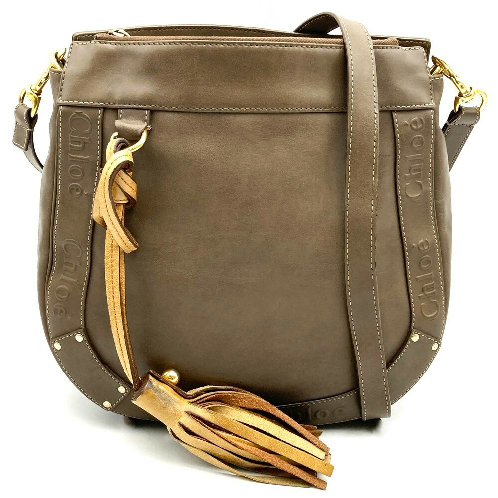 乐天商城 - Chloe クロエ エデン ショルダーバッグ 斜め掛け フリンジ レザー ブラウン レディース【中古】