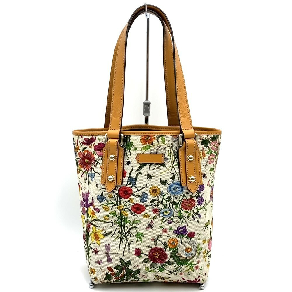 乐天商城 - GUCCI グッチ 257250 フローラ トートバッグ ハンドバッグ フラワー キャンバス/レザー オレンジ ブラウン レディース【中古】