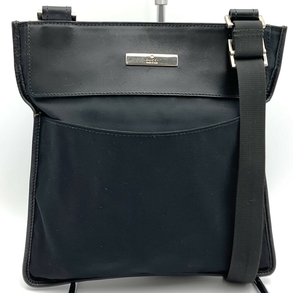 乐天商城 - GUCCI グッチ 019 0348 ショルダーバッグ 斜め掛け ナイロン/レザー ブラック レディース メンズ【中古】
