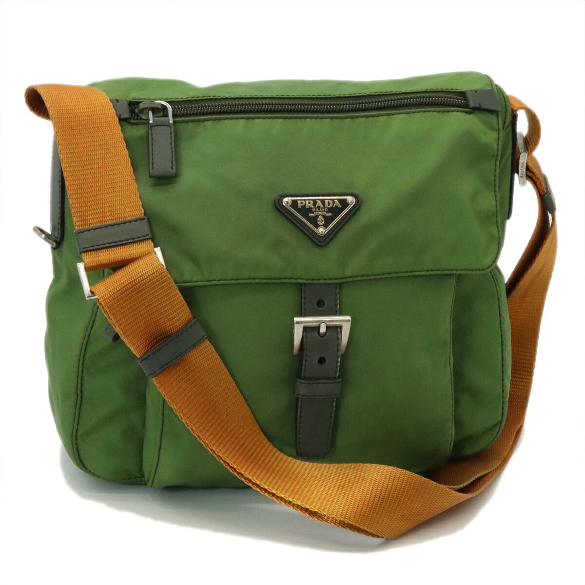 Rakuten - PRADA プラダ ショルダーバッグ ナイロン カーキ オレンジ レディース メンズ【中古】