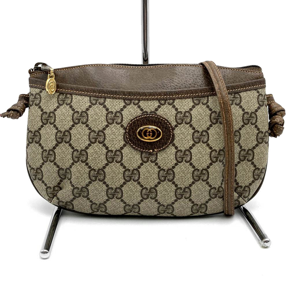 gucci///////////////\\\' - GUCCI グッチ 378 02 020 ショルダーバッグ GGスプリームキャンバス/PVC オールドグッチ ブラウン レディース【中古】