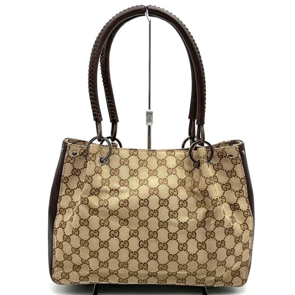 乐天商城 - GUCCI グッチ 115007 トートバッグ ハンドバッグ GGキャンバス レザー ブラウン レディース ヴィンテージ【中古】
