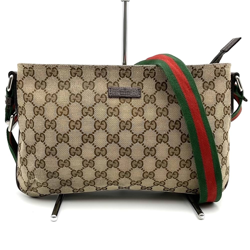 乐天商城 - GUCCI グッチ 189749 GGキャンバス シェリー ショルダーバッグ レザー ブラウン レディース【中古】