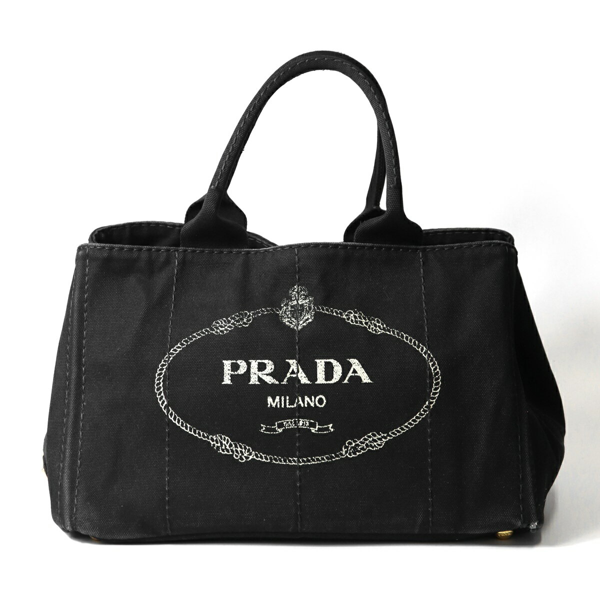 樂天商城 - PRADA プラダ カナパM トートバッグ キャンバス ブラック レディース【中古】