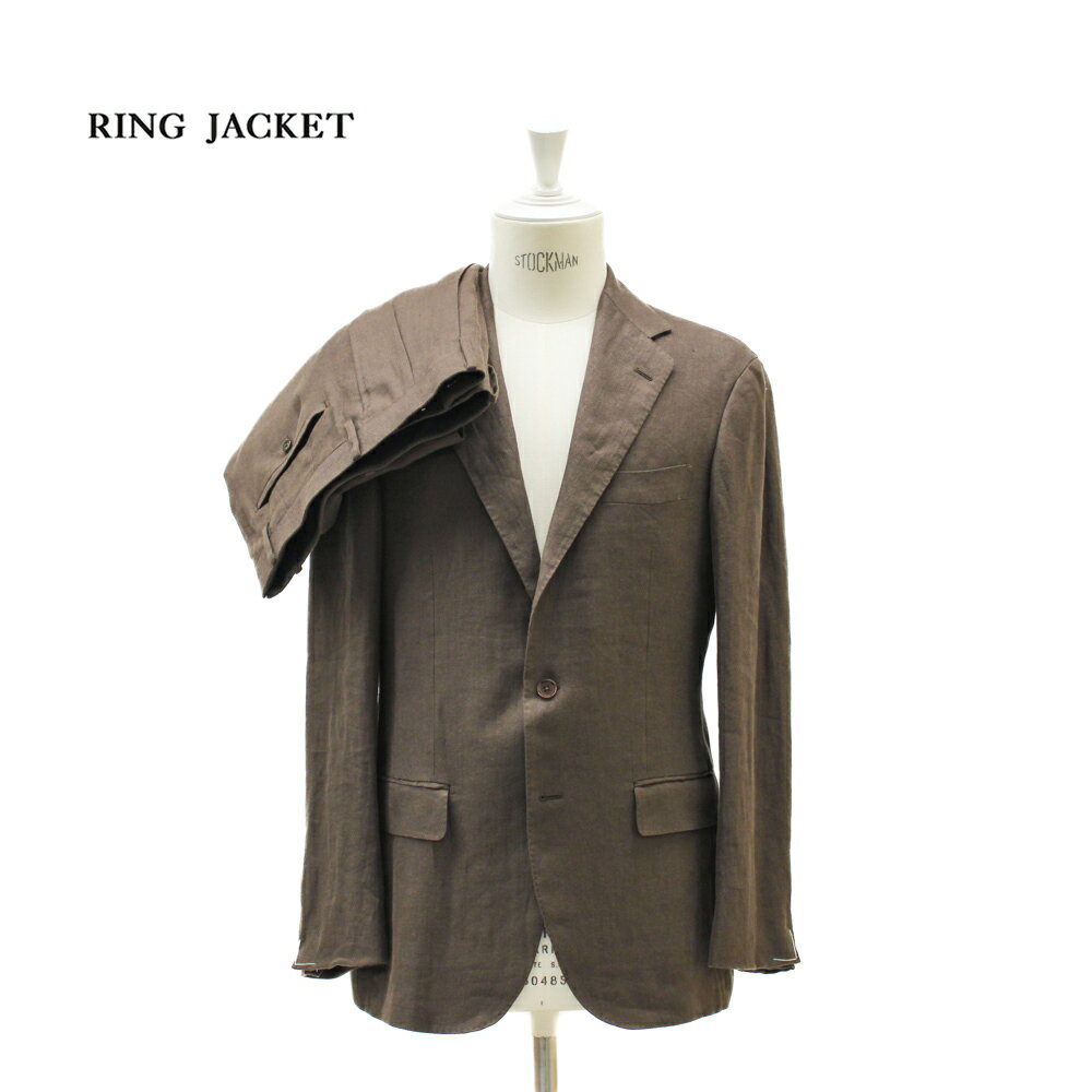 楽天RINGJACKET OUTLET【公式】RING JACKET 3B2インプリーツ スーツ【ブラウン】Model NO-300 S-187