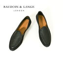 BAUDOIN&LANGE ボードインアンドランジSAGAN CLASSIC PLAIN ASTERIA SUEDE×MICR WEAVE プレーンローファー【ブラック】